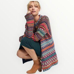 Anthropologie Moth Livia Intarsia Wool Cardigan